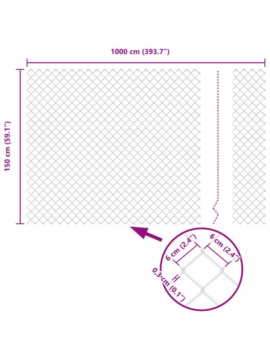 Ahela link aed postidega hõbedane 1.5 x 10 m teras
