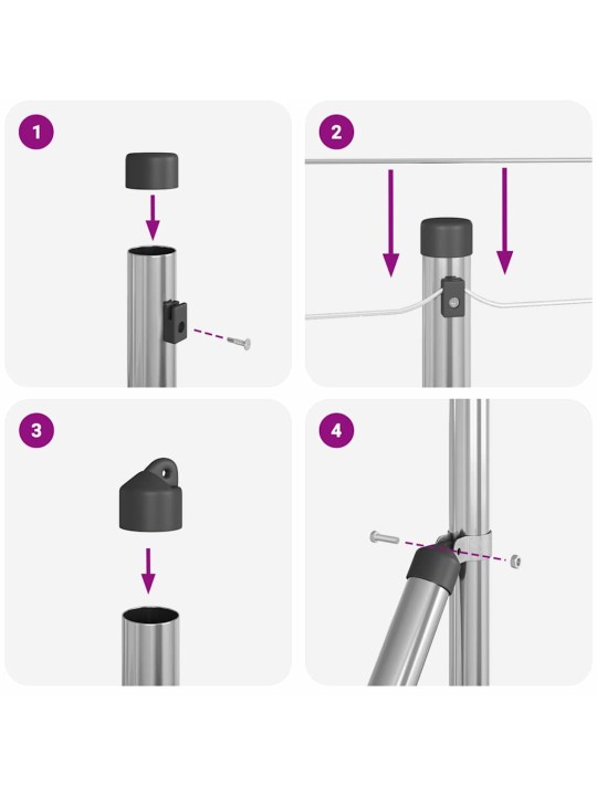 Ahela link aed postidega hõbedane 0.6 x 25 m teras