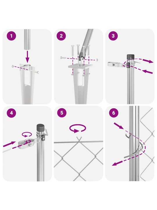 Ahela link aed postidega hõbedane 0.6 x 25 m teras