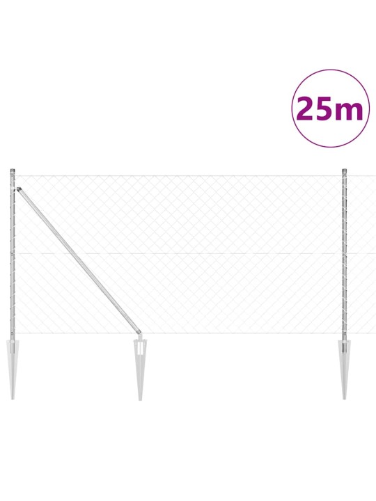 Ahela link aed postidega hõbedane 1 x 25 m teras
