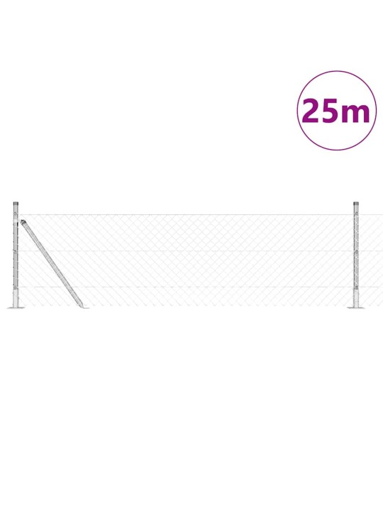Ahela link aed postidega hõbedane 0.6 x 25 m teras