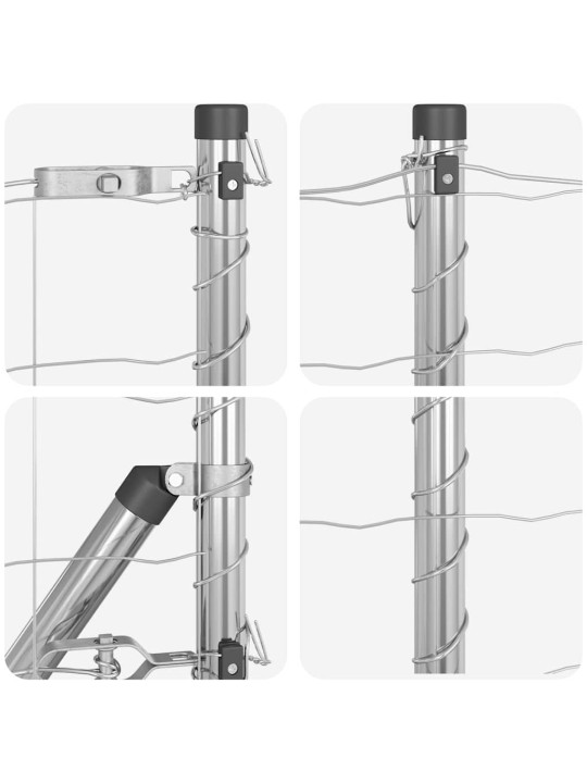 Aed koos postidega hõbedane 0.6 x 25 m teras