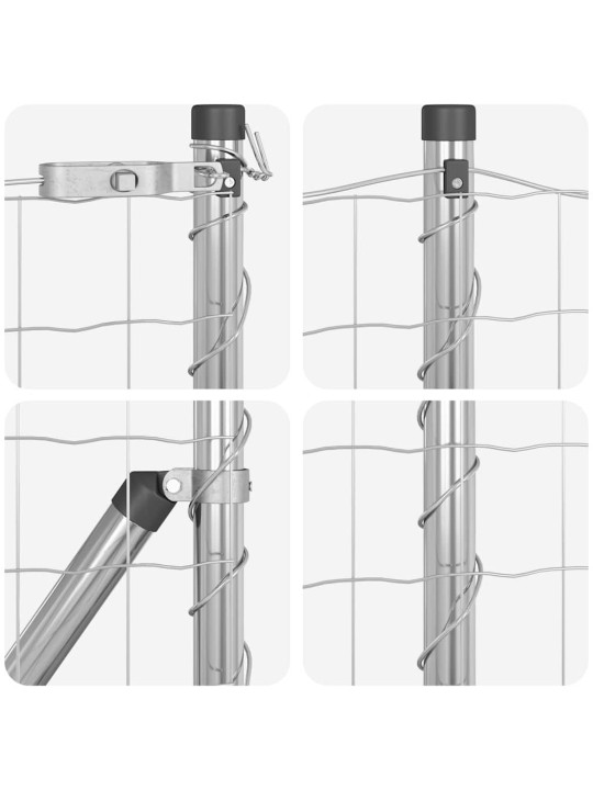 Aed koos postidega hõbedane 0.6 x 25 m teras