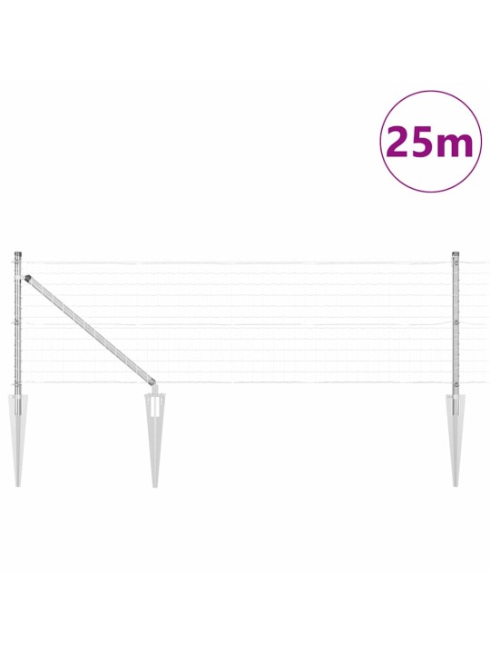 Aed koos postidega hõbedane 0.4 x 25 m teras