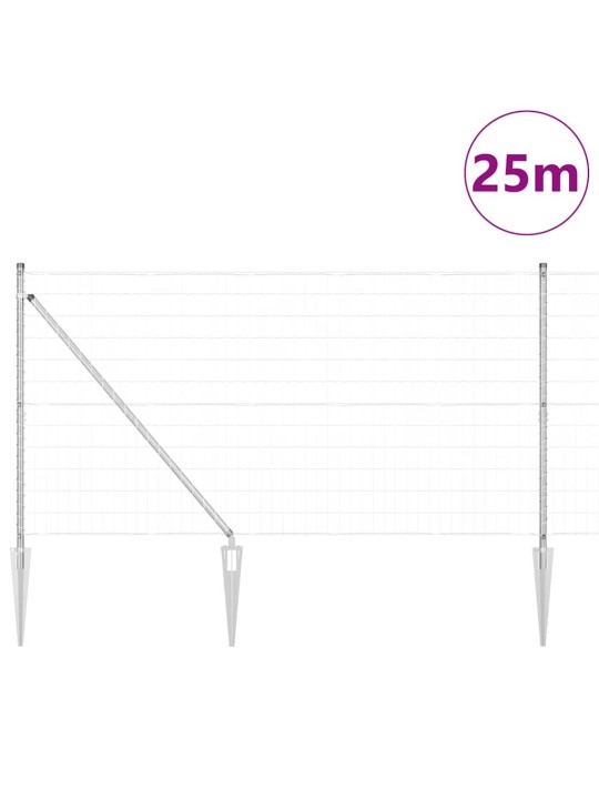 Aed koos postidega hõbedane 1.2 x 25 m teras