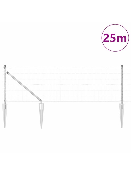 Aed koos postidega hõbedane 0.4 x 25 m teras
