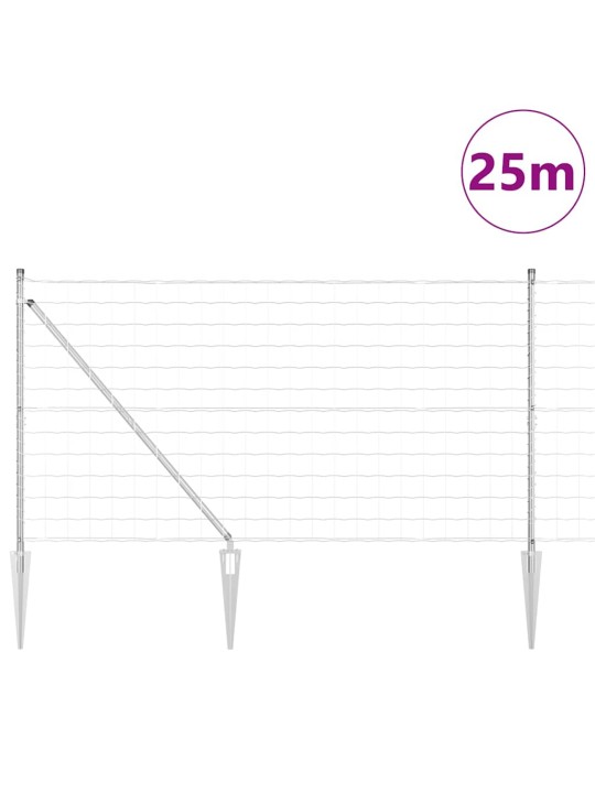 Aed koos postidega hõbedane 1.2 x 25 m teras