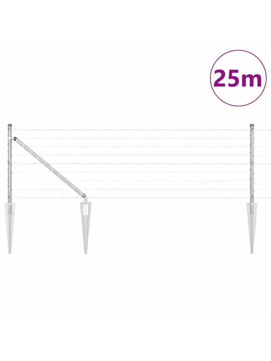 Aed koos postidega hõbedane 0.4 x 25 m teras