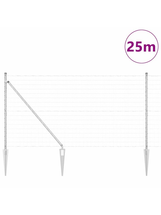 Aed koos postidega hõbedane 1.2 x 25 m teras