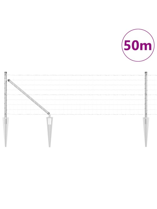 Aed koos postidega hõbedane 0.6 x 50 m teras