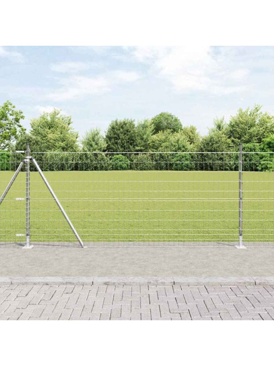Aed koos postidega hõbedane 0.8 x 25 m teras