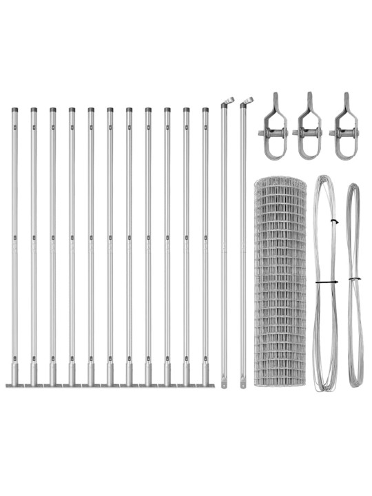 Aed koos postidega hõbedane 0.8 x 25 m teras