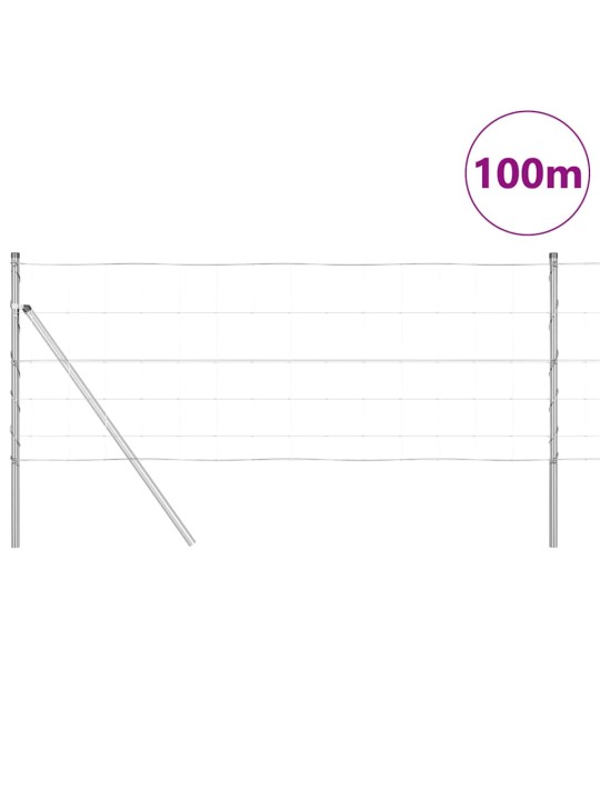 Karjamaa-aed hõbedane 100 x 0.8 m tsingitud teras