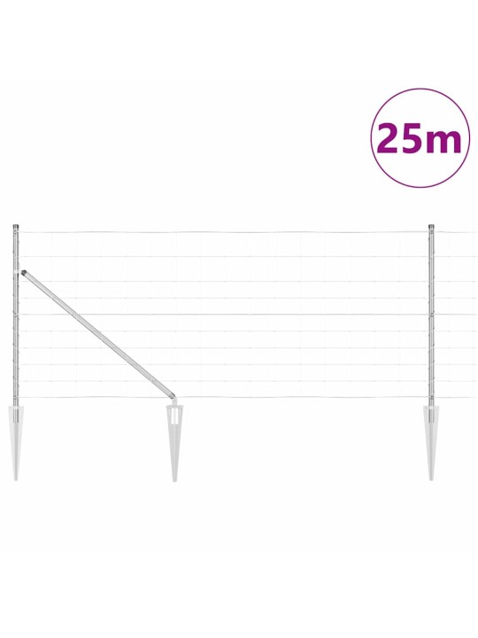 Karjamaa-aed hõbedane 25 x 1 m tsingitud teras