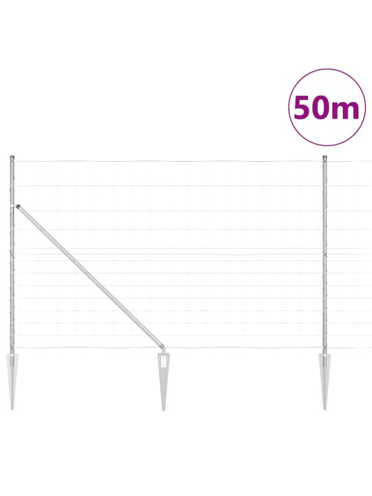 Karjamaa-aed hõbedane 50 x 1.5 m tsingitud teras