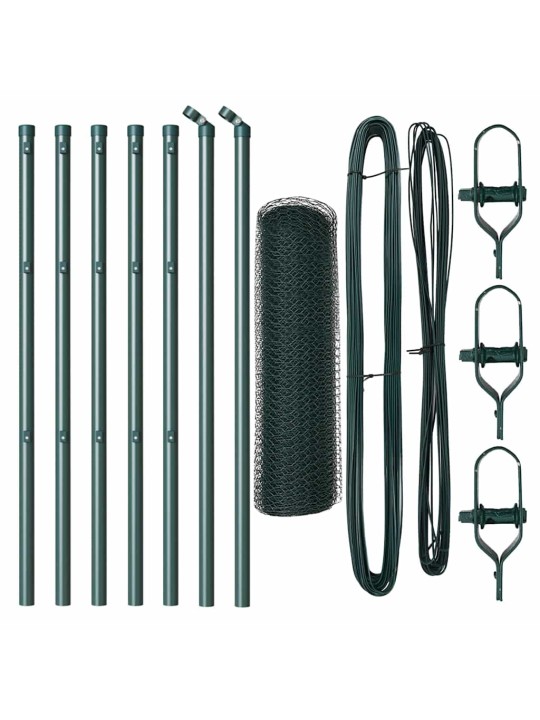 Aed koos postidega roheline 0.4 x 10 m pvc kaetud teras
