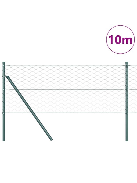 Aed koos postidega roheline 0.6 x 10 m pvc kaetud teras
