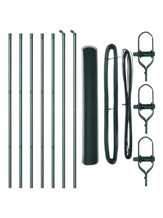 Aed koos postidega roheline 1.2 x 10 m pvc kaetud teras
