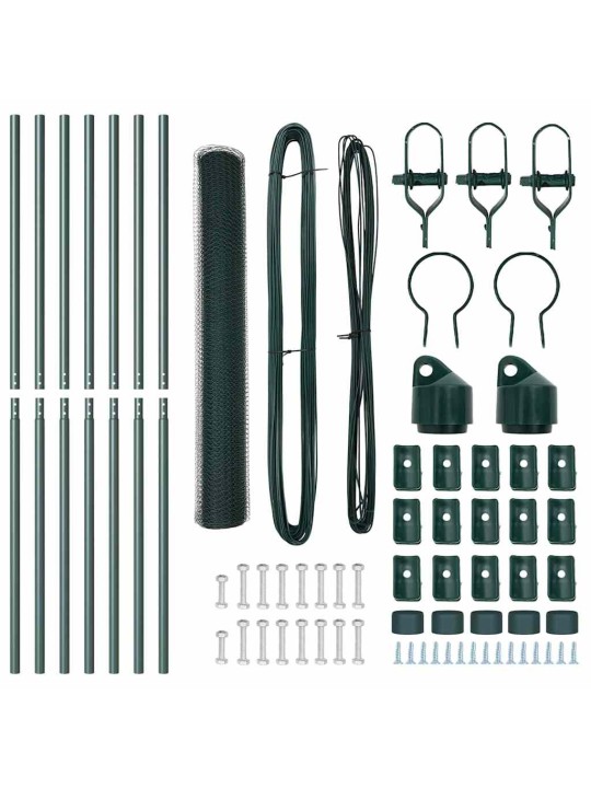 Aed koos postidega roheline 1.2 x 10 m pvc kaetud teras