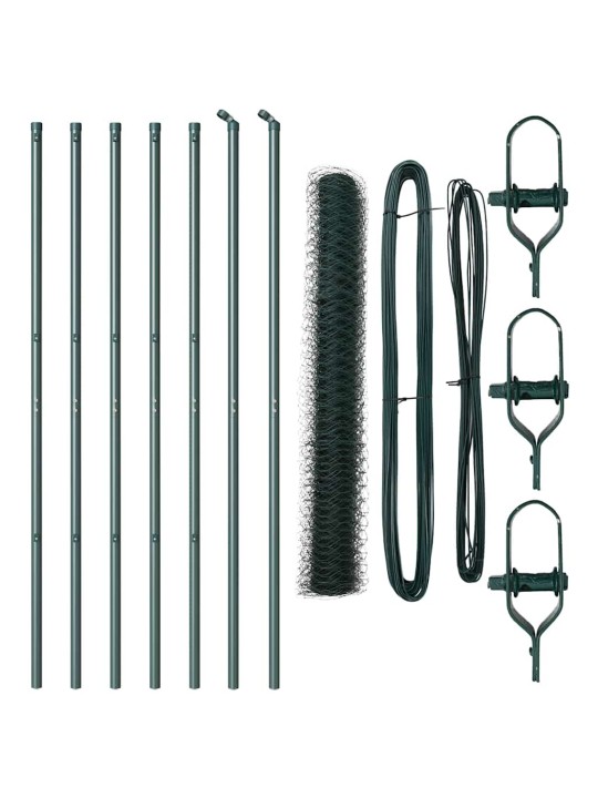 Aed koos postidega roheline 1.2 x 10 m pvc kaetud teras