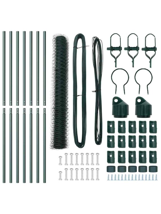 Aed koos postidega roheline 1.2 x 10 m pvc kaetud teras