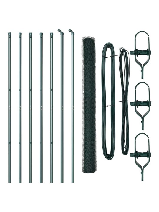 Aed koos postidega roheline 1.5 x 10 m pvc kaetud teras