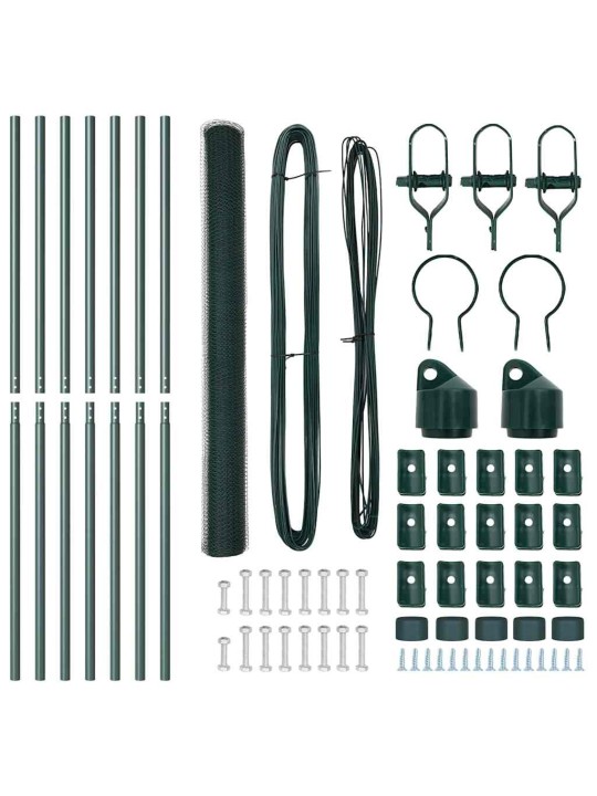 Aed koos postidega roheline 1.5 x 10 m pvc kaetud teras