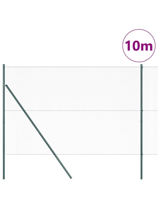 Aed koos postidega roheline 1.6 x 10 m pvc kaetud teras