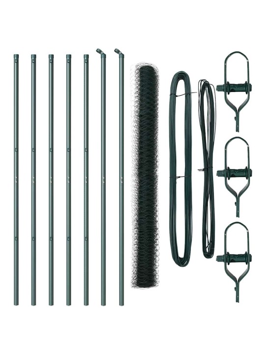 Aed koos postidega roheline 1.6 x 10 m pvc kaetud teras