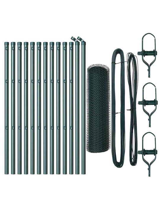 Aed koos postidega roheline 0.4 x 25 m pvc kaetud teras