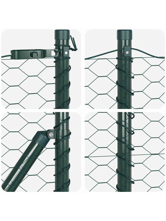 Aed koos postidega roheline 0.4 x 25 m pvc kaetud teras