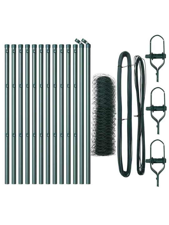 Aed koos postidega roheline 0.4 x 25 m pvc kaetud teras