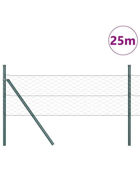 Aed koos postidega roheline 0.4 x 25 m pvc kaetud teras