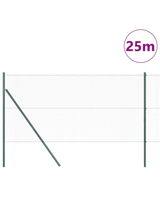 Aed koos postidega roheline 1 x 25 m pvc kaetud teras