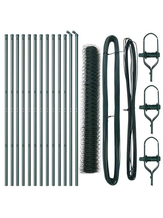 Aed koos postidega roheline 1 x 25 m pvc kaetud teras