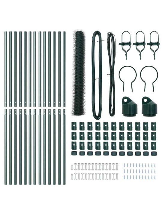 Aed koos postidega roheline 1 x 25 m pvc kaetud teras