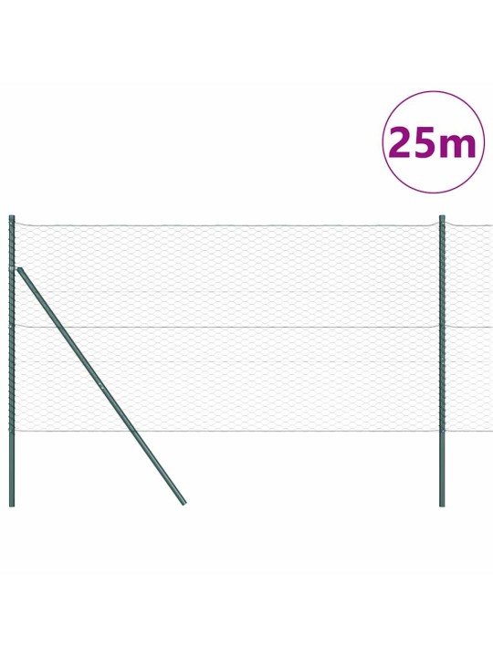 Aed koos postidega roheline 1 x 25 m pvc kaetud teras