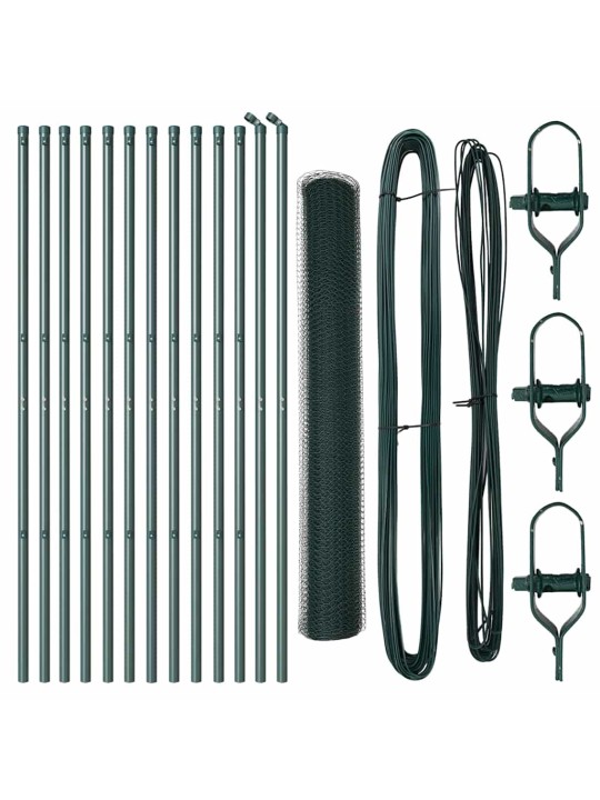 Aed koos postidega roheline 1.4 x 25 m pvc kaetud teras