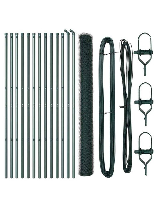Aed koos postidega roheline 1.5 x 25 m pvc kaetud teras