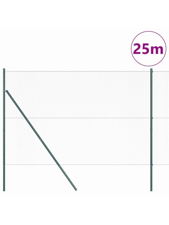Aed koos postidega roheline 1.5 x 25 m pvc kaetud teras