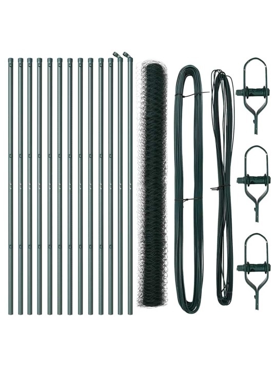 Aed koos postidega roheline 1.5 x 25 m pvc kaetud teras