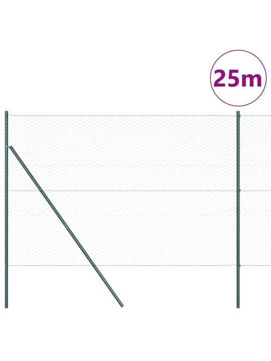 Aed koos postidega roheline 1.5 x 25 m pvc kaetud teras