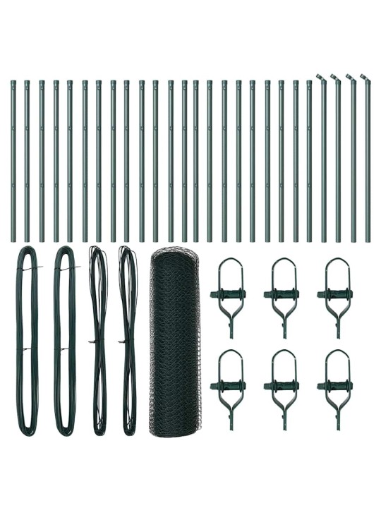 Aed koos postidega roheline 0.4 x 50 m pvc kaetud teras
