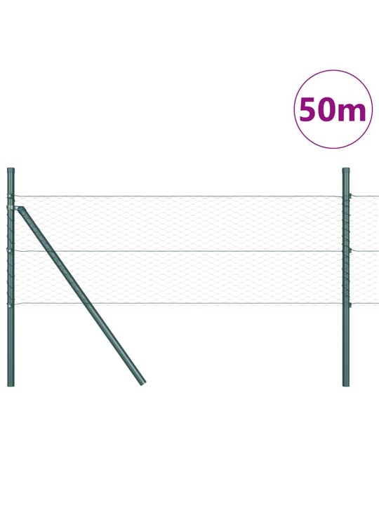 Aed koos postidega roheline 0.4 x 50 m pvc kaetud teras