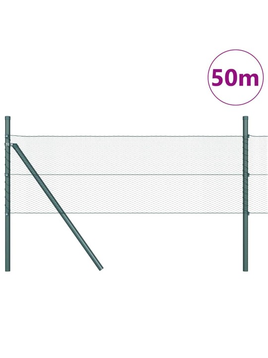 Aed koos postidega roheline 0.5 x 50 m pvc kaetud teras