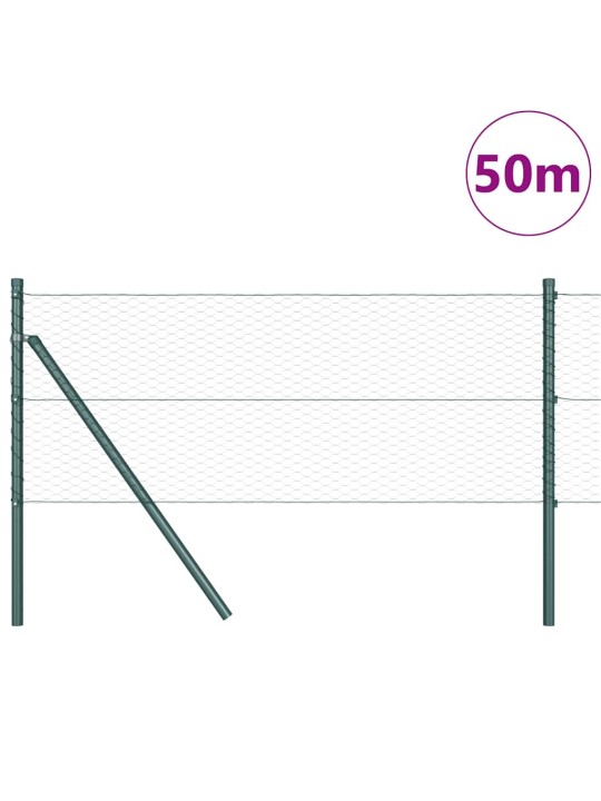 Aed koos postidega roheline 0.6 x 50 m pvc kaetud teras