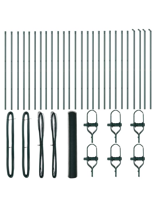 Aed koos postidega roheline 1 x 50 m pvc kaetud teras