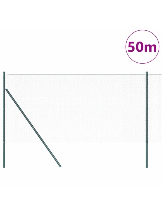 Aed koos postidega roheline 1 x 50 m pvc kaetud teras