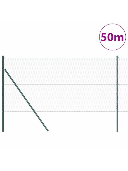 Aed koos postidega roheline 1 x 50 m pvc kaetud teras