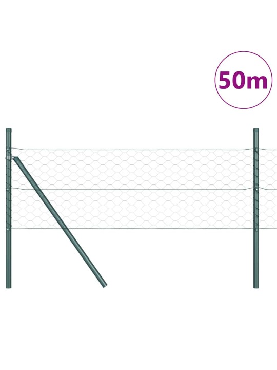 Aed koos postidega roheline 1 x 50 m pvc kaetud teras